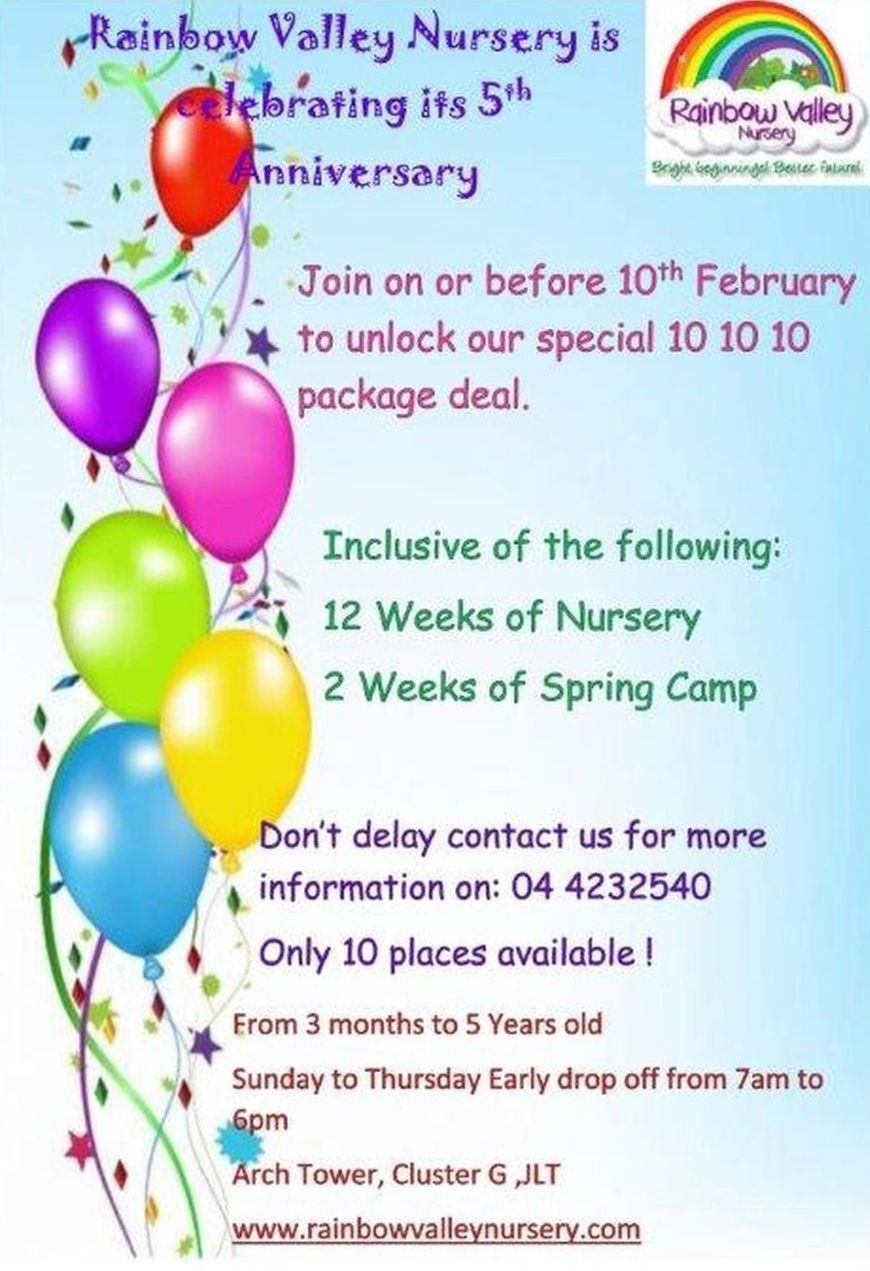 Offer: Rainbow Valley Nursery in Dubai is Giving a Special Discount this February Offer: Rainbow Valley Nursery in Dubai is Giving a Special Discount this February